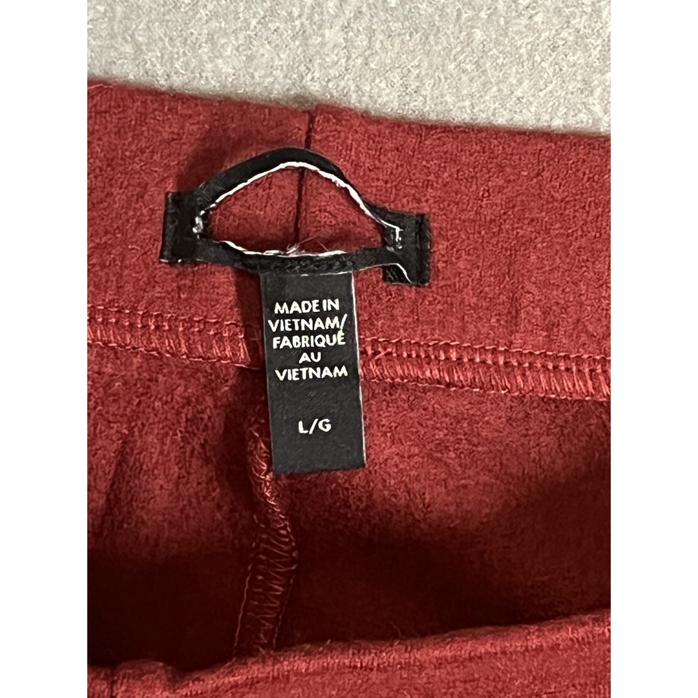 Women's Burgundy Wide Leg Crop Pants Side Zip Stretch L/G (Large) - Picture 2 of 8